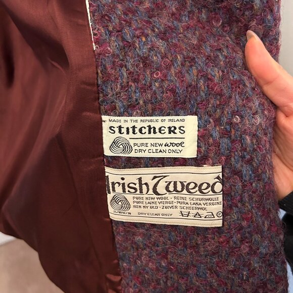 100% Wool Irish Tweed Purple Coat Size XS S M - Picture 3 of 5